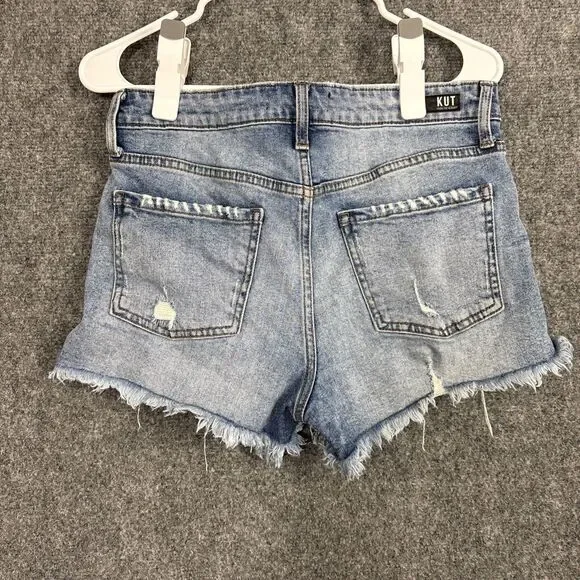 Kut from the Kloth Jane Shorts Womens Size 4 Blue High Rise Cut Off Distressed - Picture 2 of 10